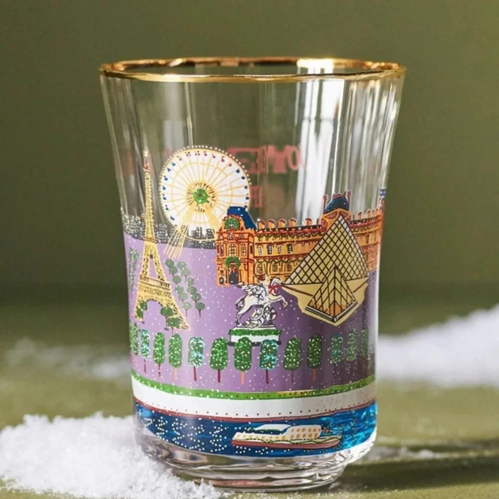 NWT Anthropologie Holiday in The City Paris Juice Glass